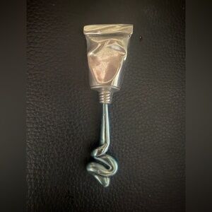 Silver and Blue Tube Brooch